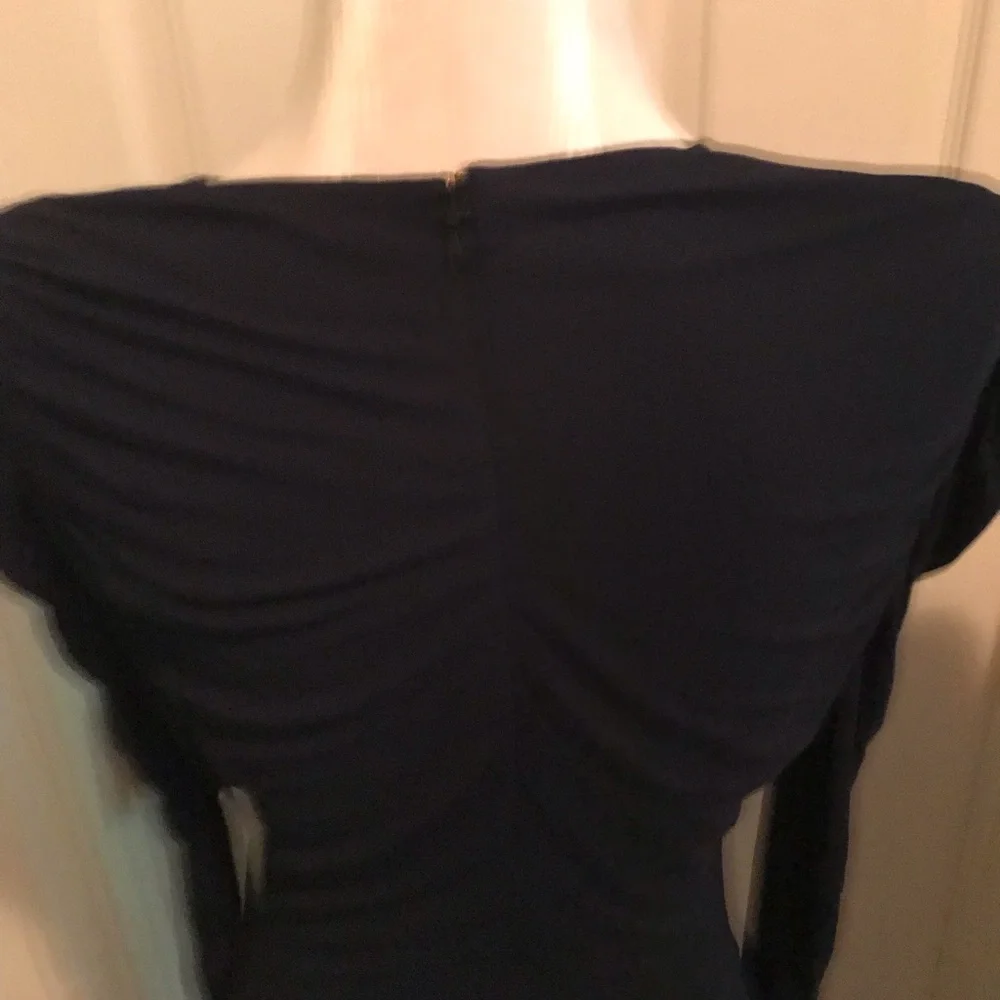 Alexander McQueen dress midi length navy ink color l/s size 44 $1390 - Picture 5 of 11